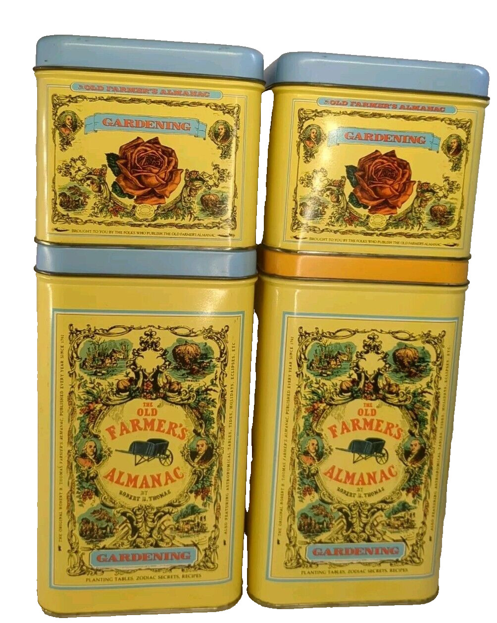 The Old Farmer’s Almanac Gardening Container Tin Canister Set Jan -Dec Complete