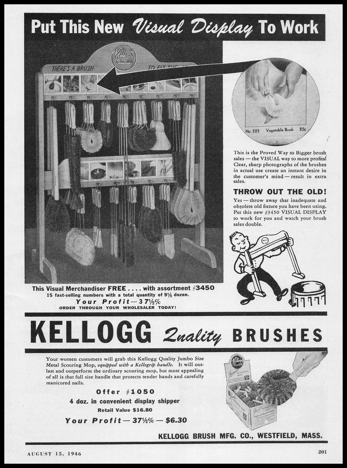 1946 Kellogg Brush Co Westfield Massachusetts Photo Visual Merchandiser Print Ad