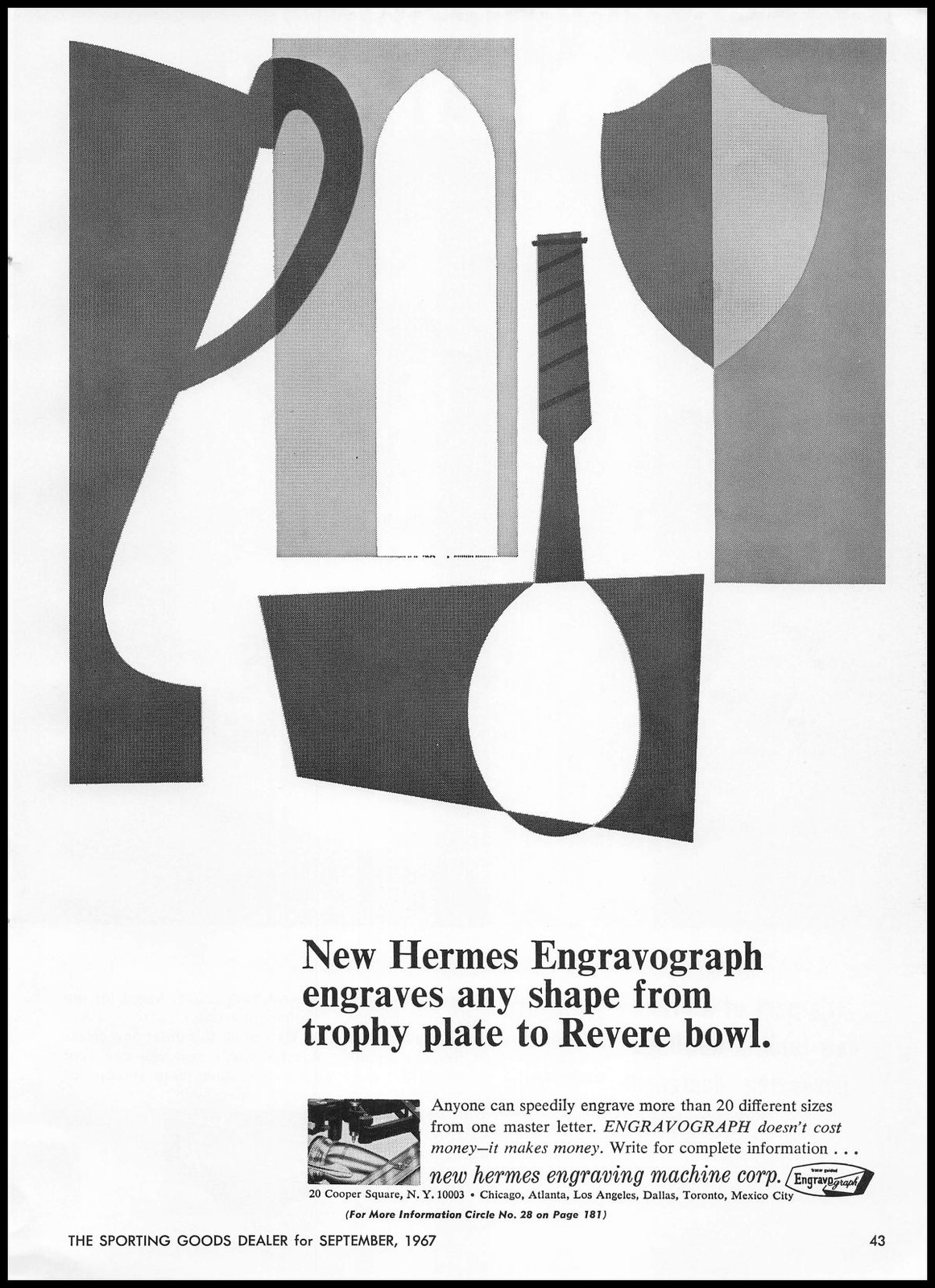 1967 New Hermes Engraving Machine Corp Dallas Texas EngravographVintage Print Ad