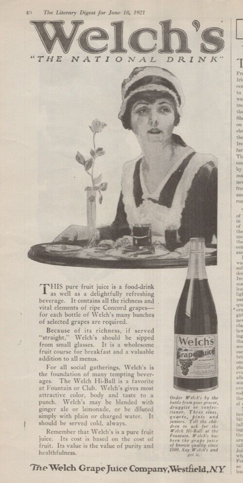 1921 Welch’s Grape Juice Kitchen Maid Platter Kitchen Welch Drink 1920s Print Ad