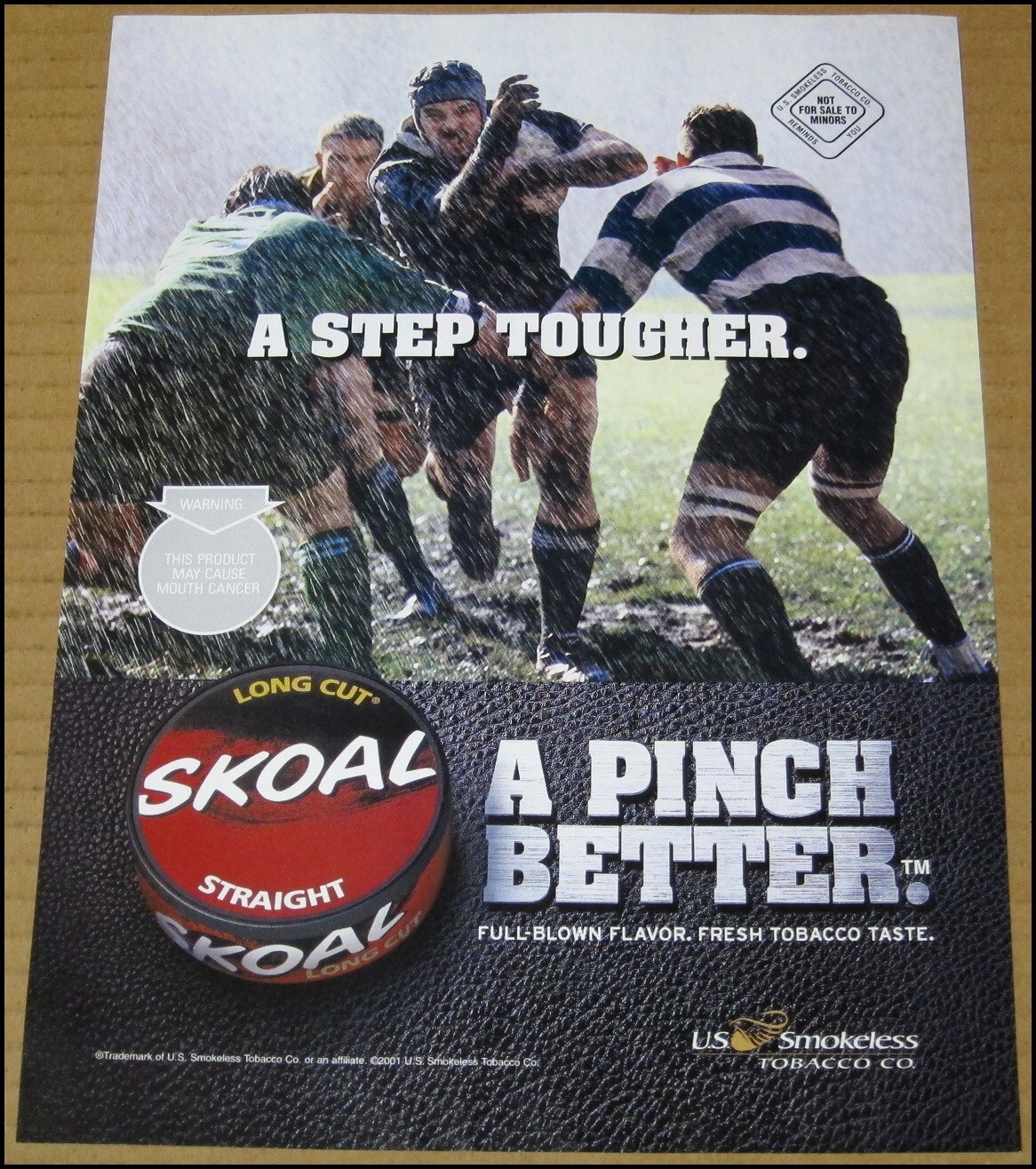 2001 Skoal Smokeless Tobacco Print Ad Advertisement Long Cut Straight Rugby VTG