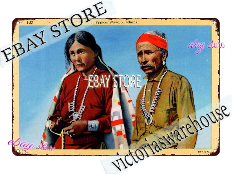 1943 Typical Navajo Indians Native American Portrait Tin Sign living room