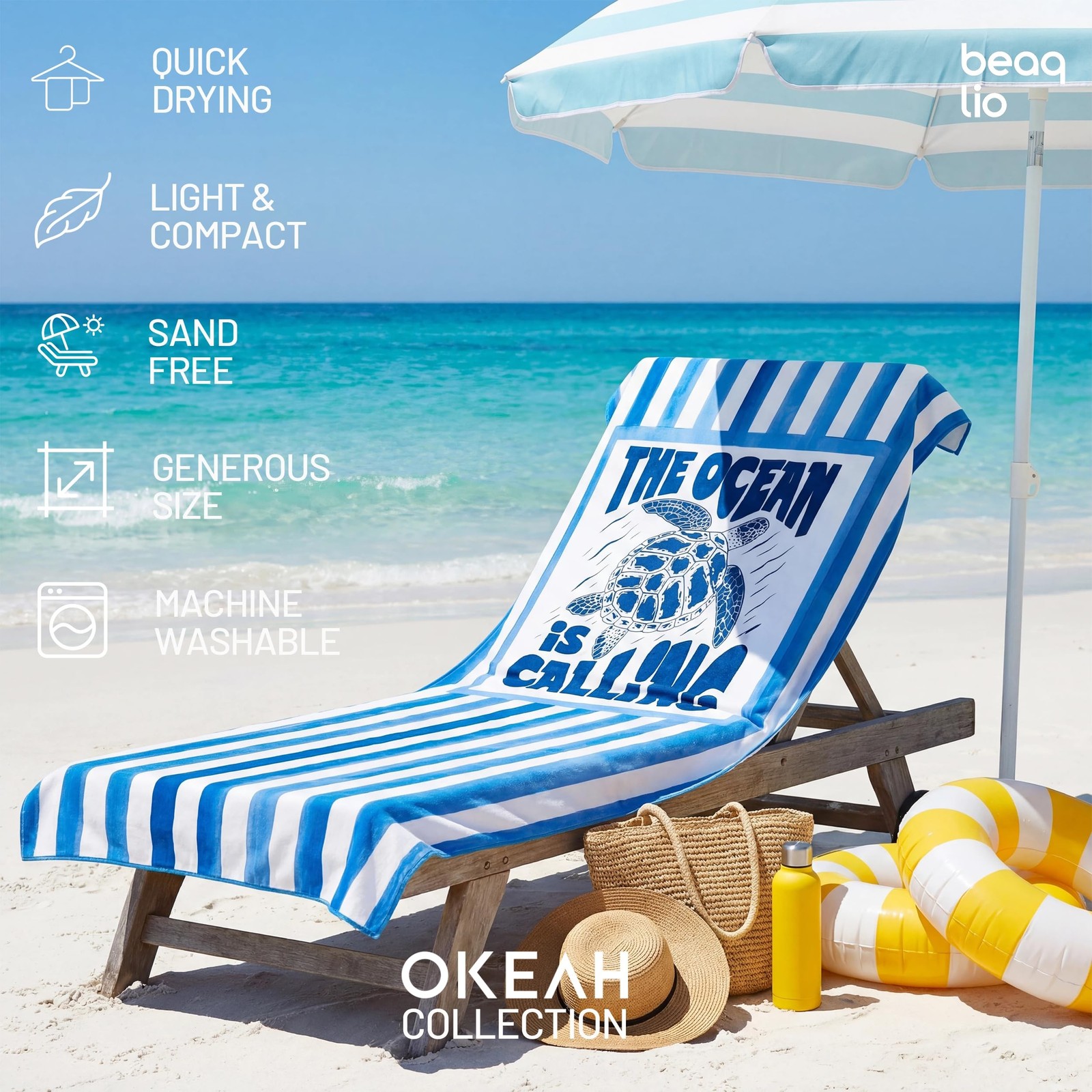 Microfiber Beach Towel Oversized w/Travel Bag, 71 * 36” Double Print 2-in-1 …