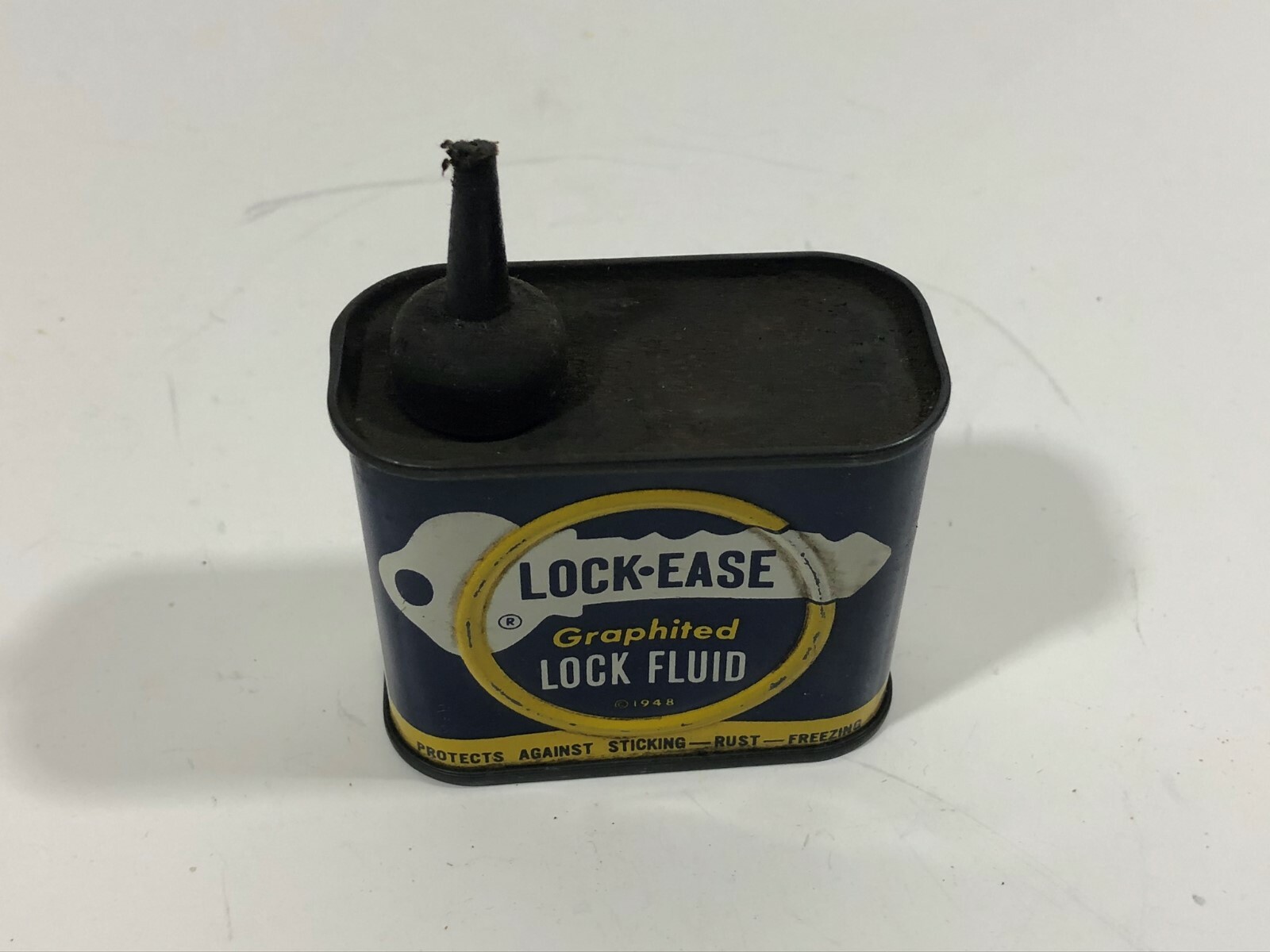 Lock-Ease Tin Empty Advertising Can American Grease Stick Co. 1948 Vintage 4 Oz.