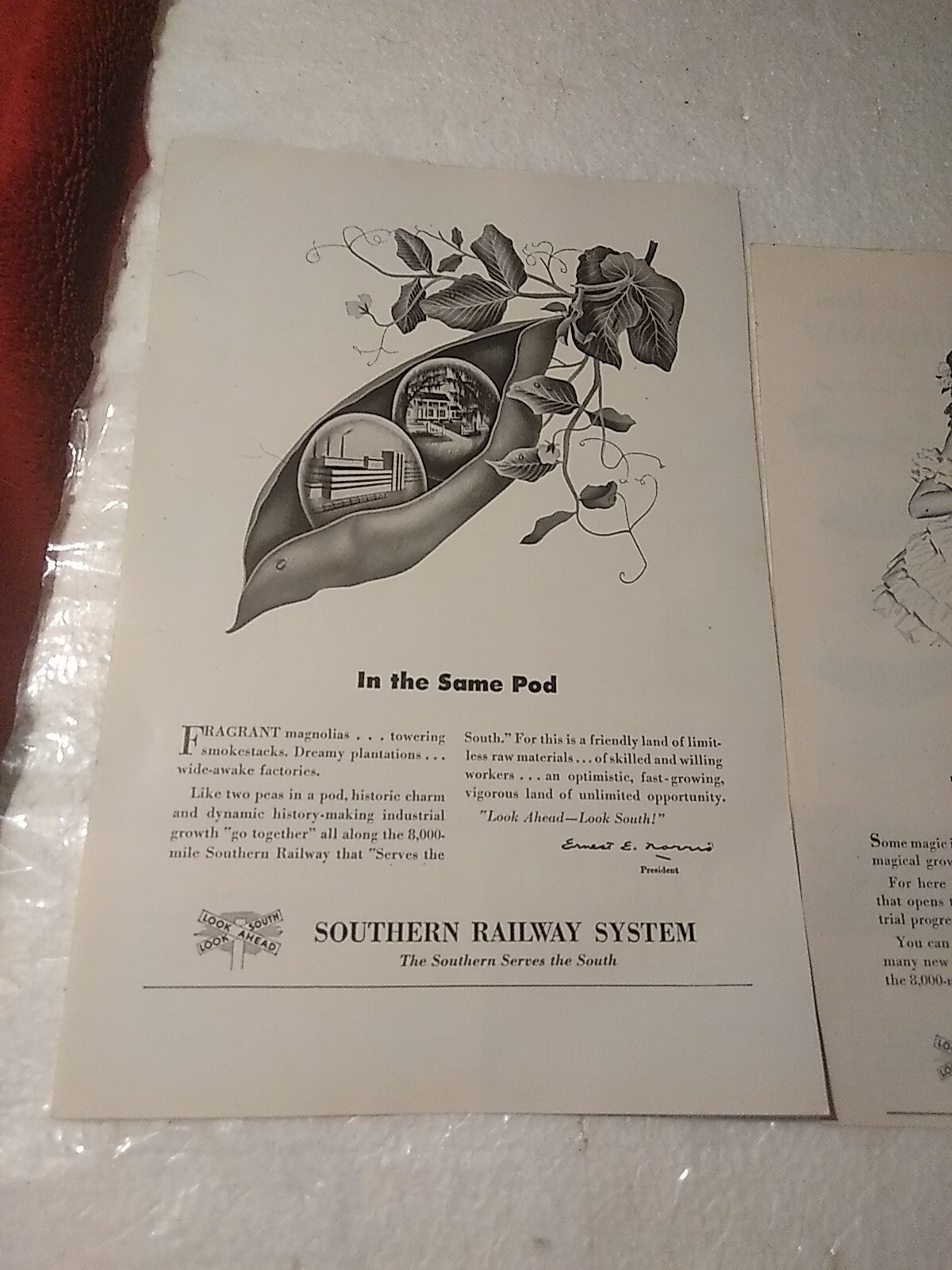 3 x Southern Railway System Print Advertisemnts 1950s Theres Magic In The South