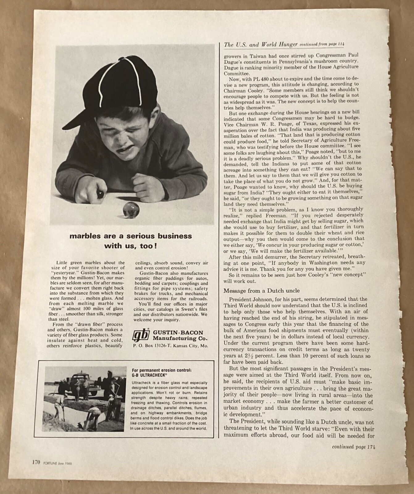 Gustin-Bacon Manufacturing print ad 1966 orig vintage 1960s business marbles