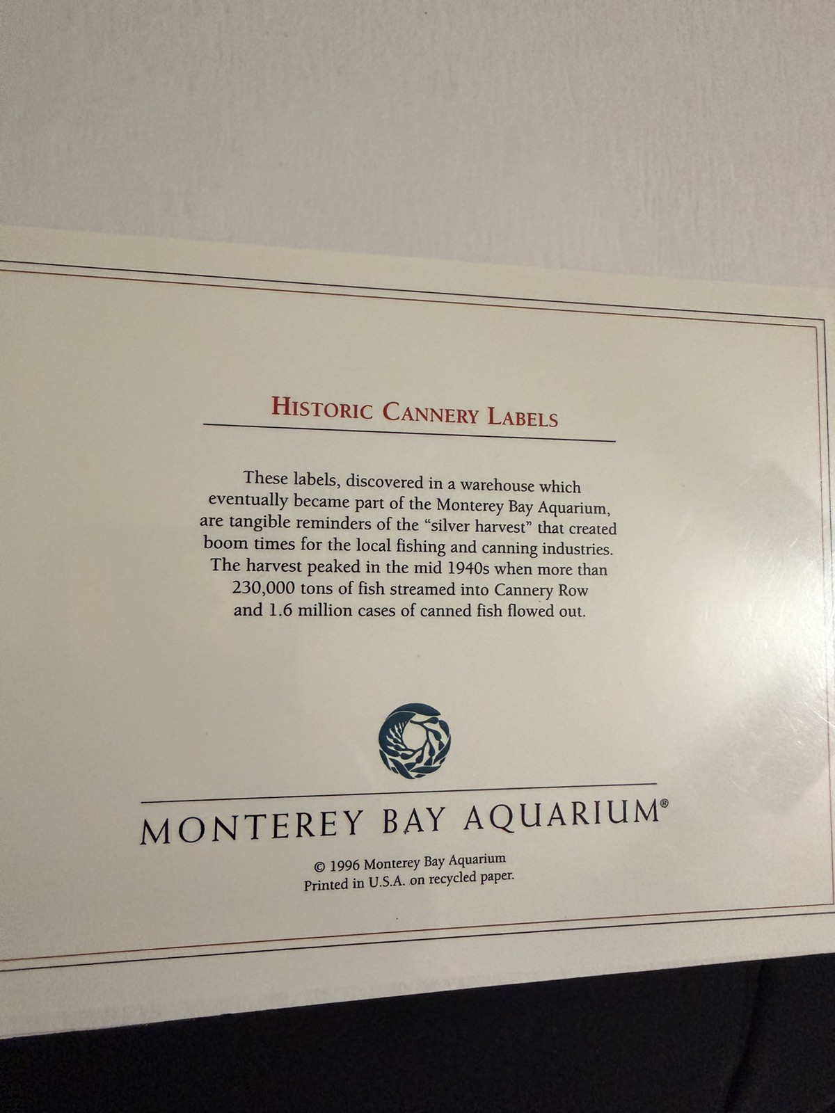 Vintage Portola Brand Fish Can Labels Cannery Row Monterey Bay Aquarium Sardine