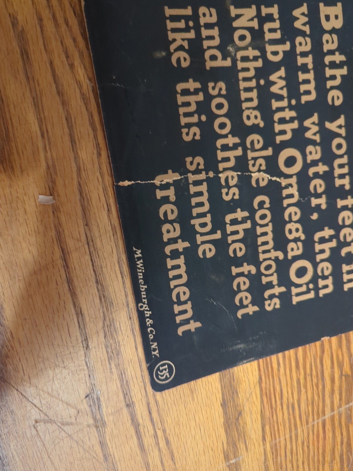 OMEGA OILS FEET LADY PHOTO NY OLD 1920S TROLLEY CARD PAPER SIGN RARE AD ANTIQUE