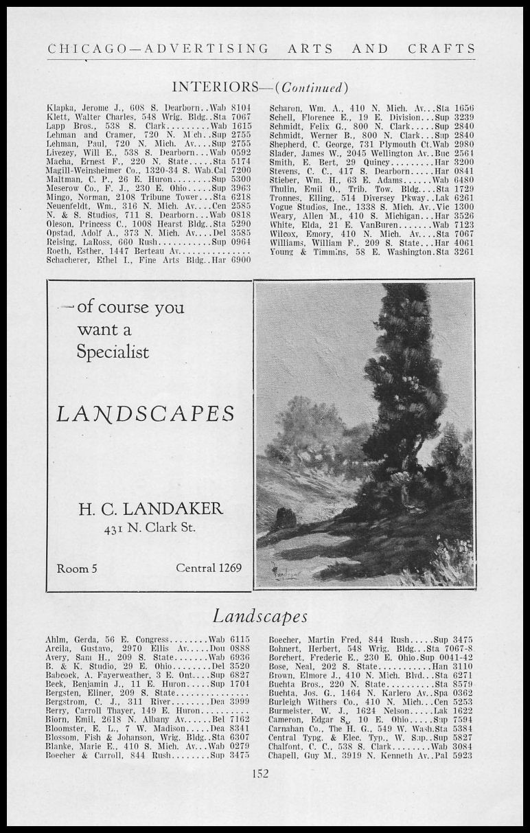 1925 H. C. Landaker Chicago IL Advertising Illustration Landscape Art Print Ad