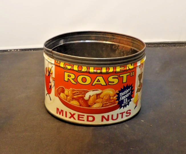 Vintage Golden Roast Mixed Nuts 13 Oz Tin Can w/o Lid