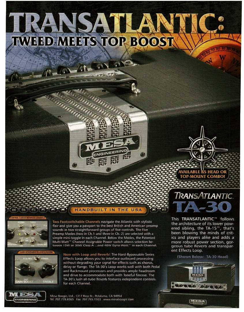 2014 MESA BOOGIE TransAtlantic TA-30 Guitar Speaker Cabinet magazine ad