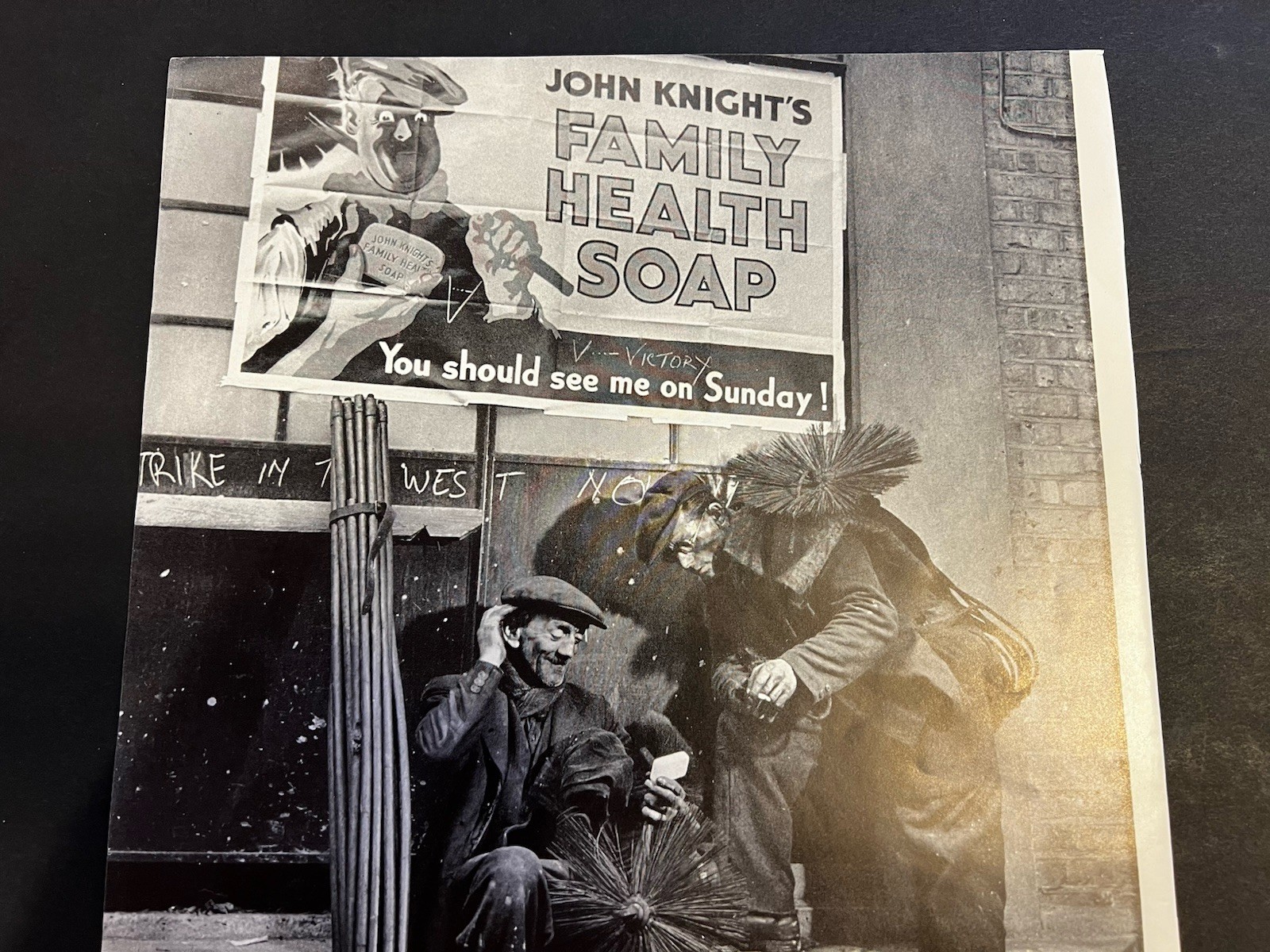 Vtg 1940s Full Page Photo-WWII Era London Chimney Sweeps-Dismay Soap Rationing