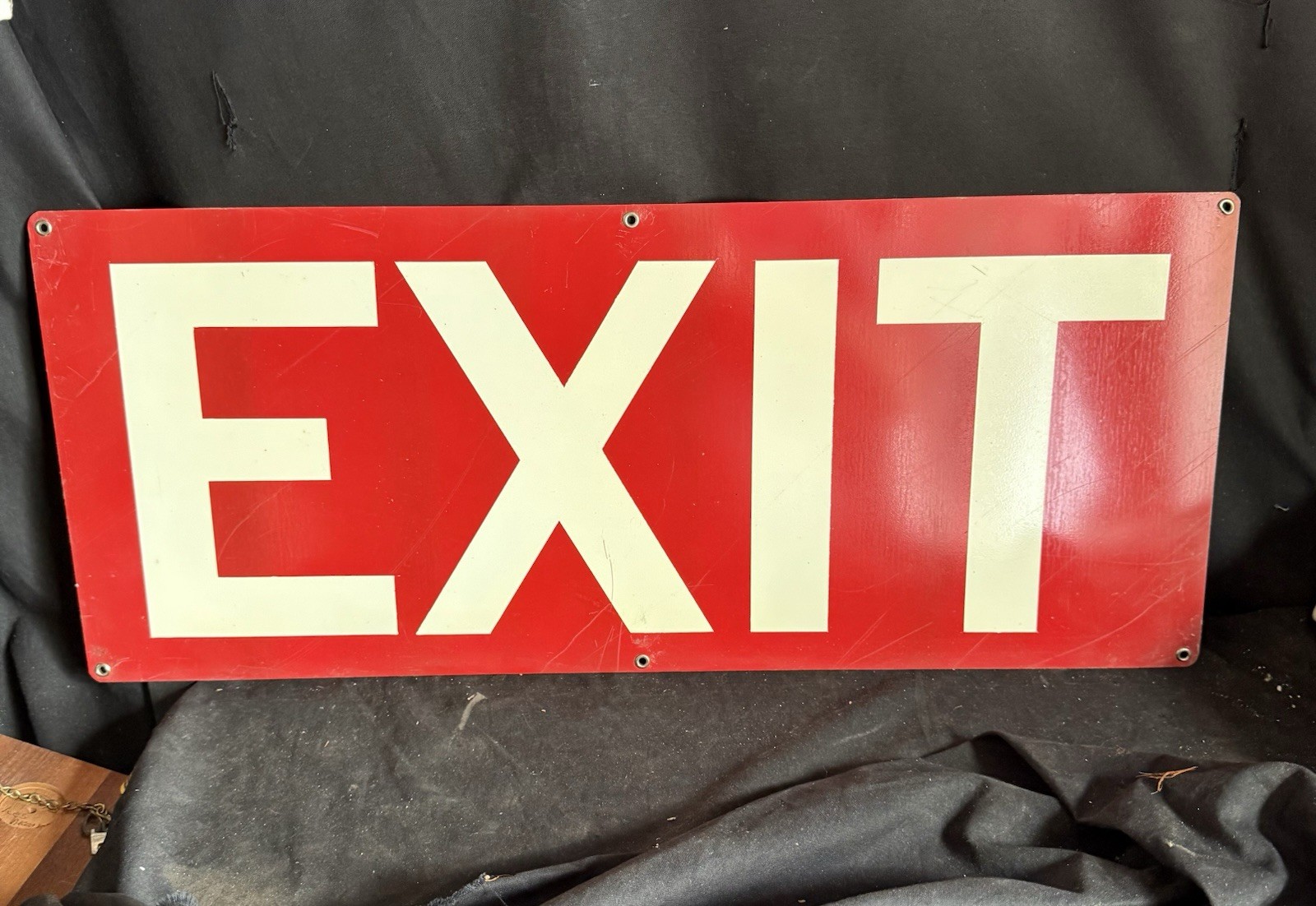Vintage Authentic Metal Sign Large 24 X 10 Exit Sign with Grommets