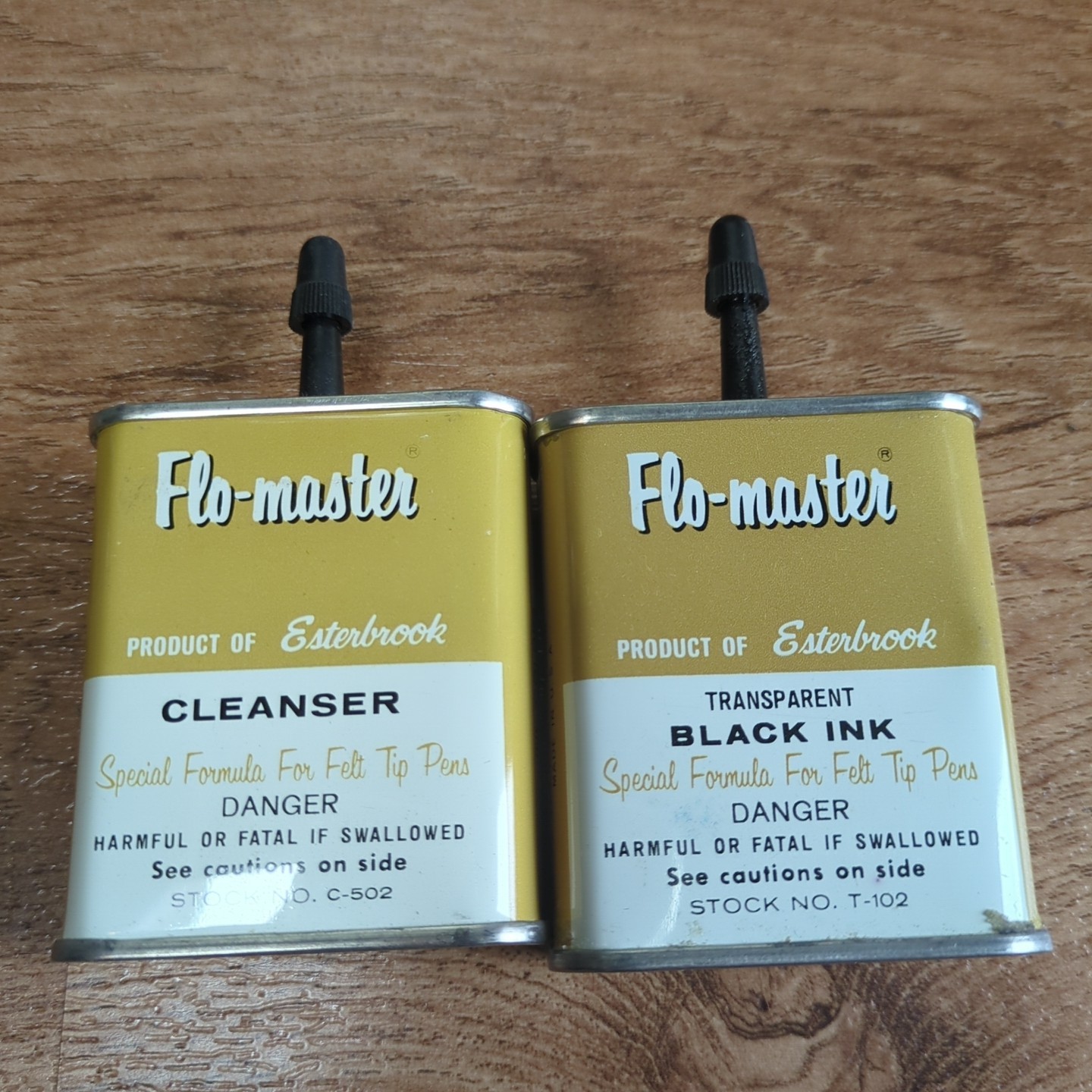 Vintage FLO-MASTER 4oz Tin Can Esterbrook Transparent Black Ink & Cleanser EMPTY