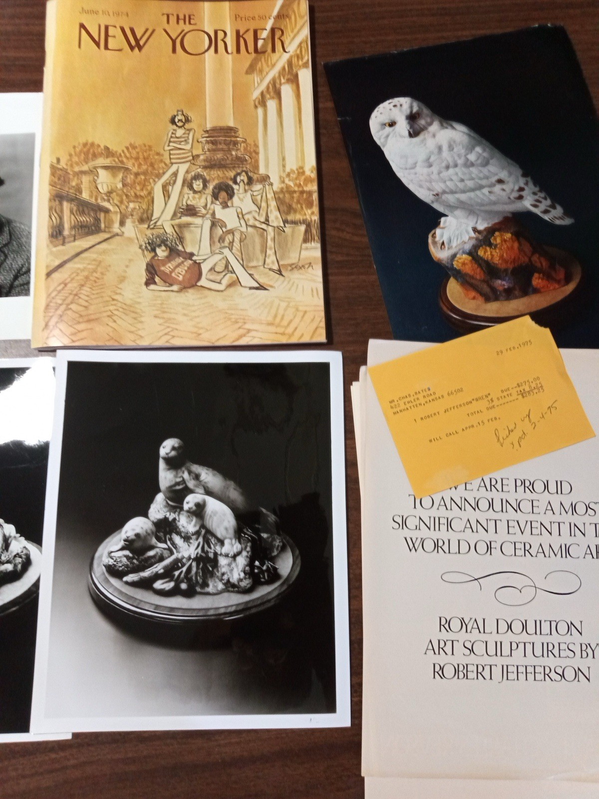 Royal Doulton Robert Jefferson Art Sculptures Dealer Archive 1974 Letters Photos