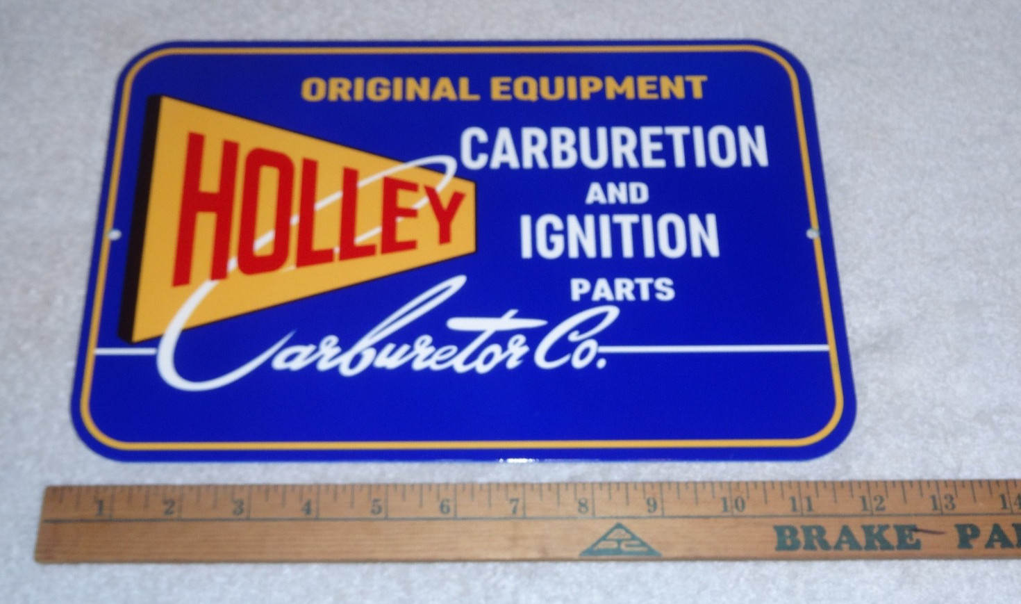 VINTAGE HOLLEY CARBURETOR CAR & TRUCK IGNITION PARTS 12″ METAL GASOLINE OIL SIGN