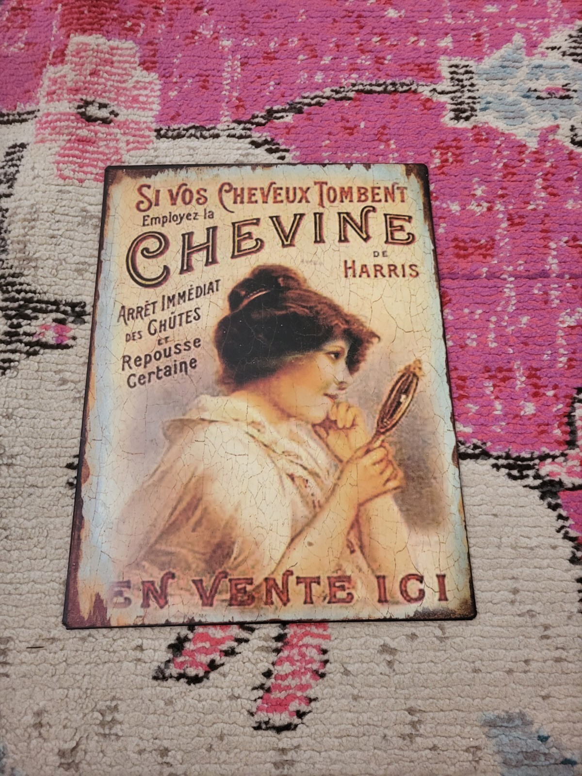 Antique reproduction Chevine De Harris Victorian Woman with mirror 9×12″ chic