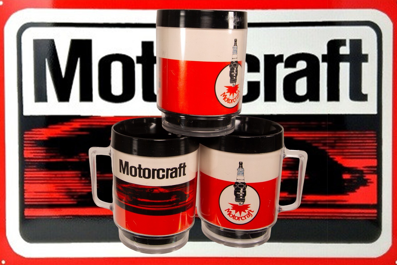 MOTORCRAFT VINTAGE COFFEE MUGS/CUPS INSULATED circa 1979-1986