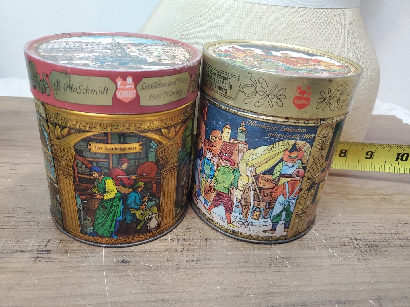 Two Vintage Tins E. OTTO SCHMIDT CANDY CAN BOX TIN (5X4) WEST GERMANY Lot