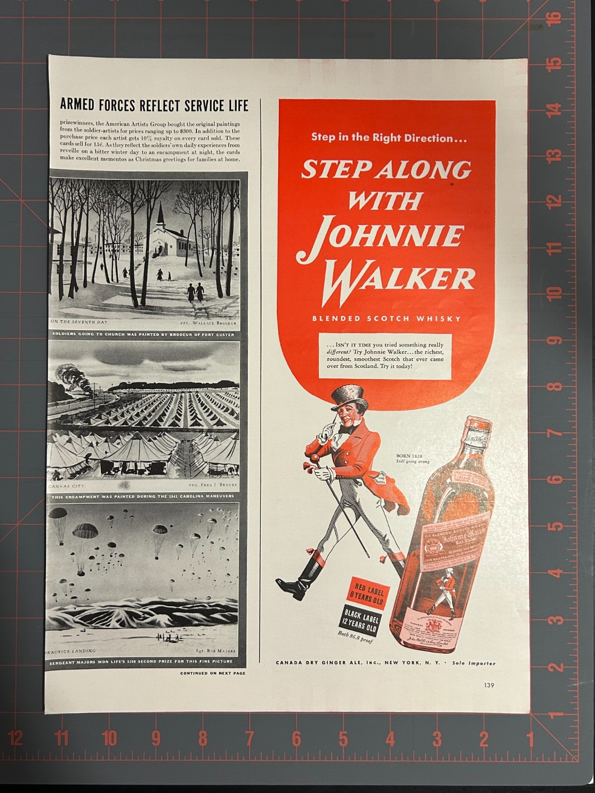 1946 Vintage Johnnie Walker Black Label Red Blended Scotch Whiskey Print Ad H2