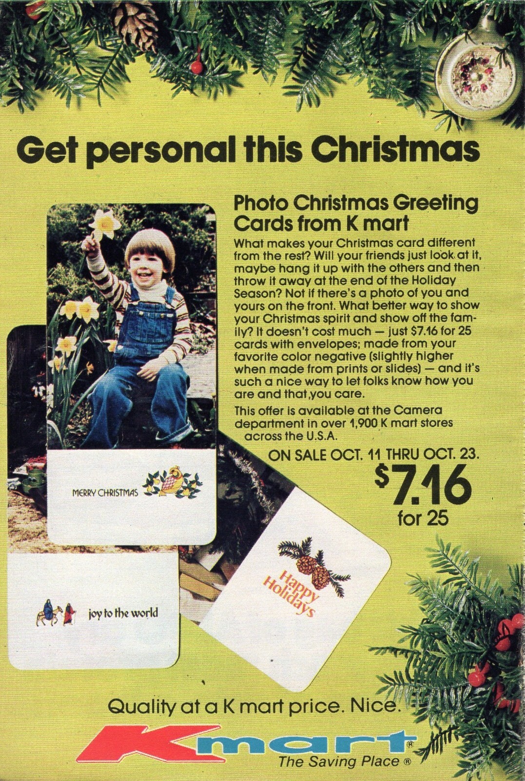 1982 PRINT AD ~ KMART STORE / PHOTO CHRISTMAS GREETING CARDS / K MART HOLIDAY