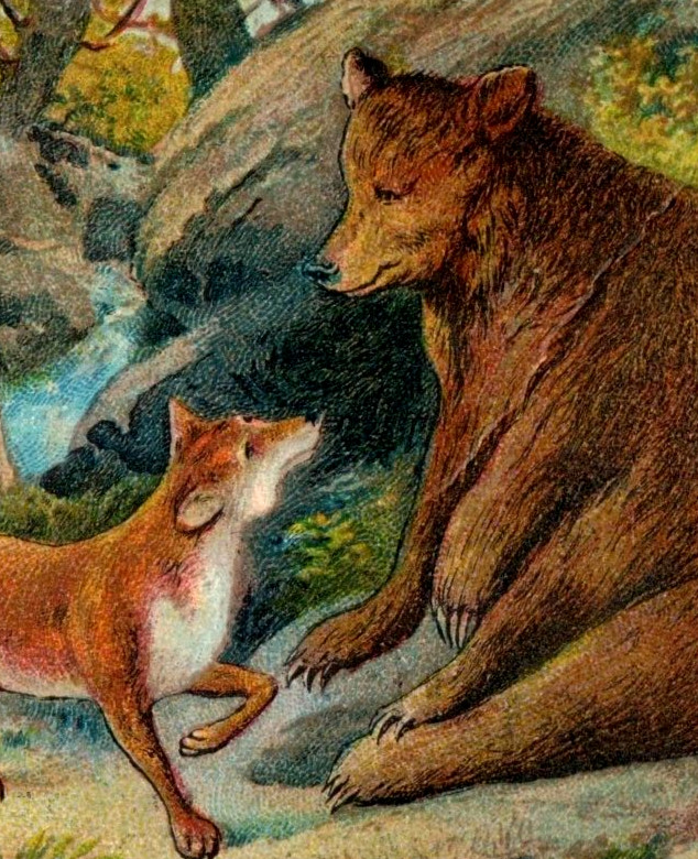 1890s Fable Series The Bear And The Fox Cigarette Card F173