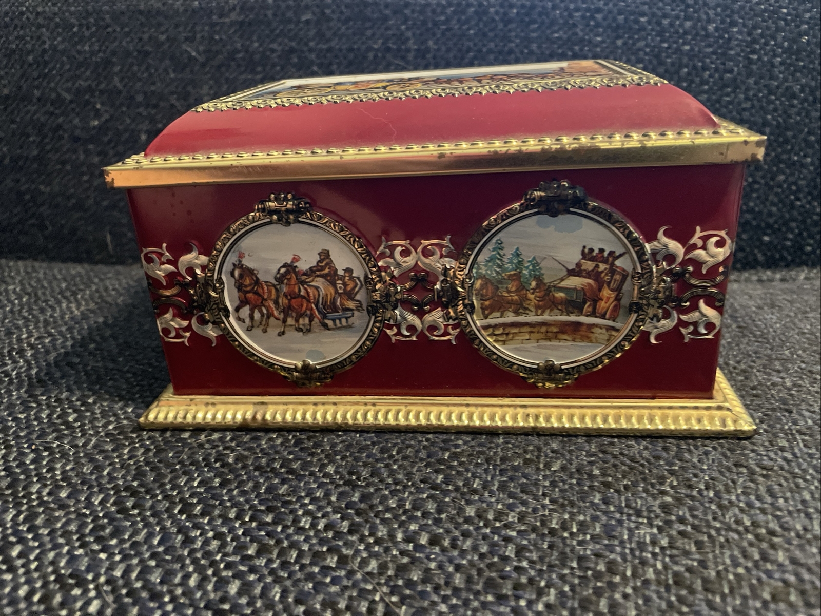 Vintage Klann Quality Biscuit/ Candy Metal Tin Hinged Lid Made Western Germany