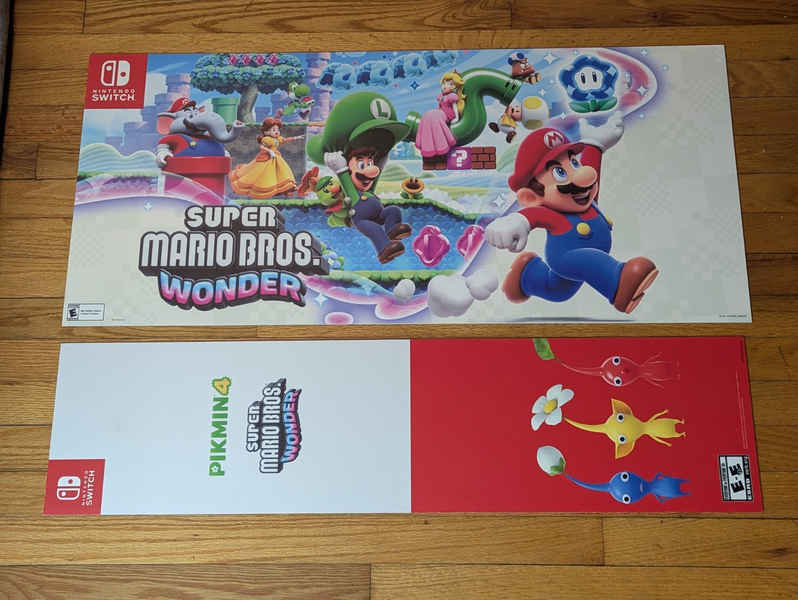 Super Mario Bros Wonder & Pikmin 4 GameStop Nintendo Switch Display Sign Set