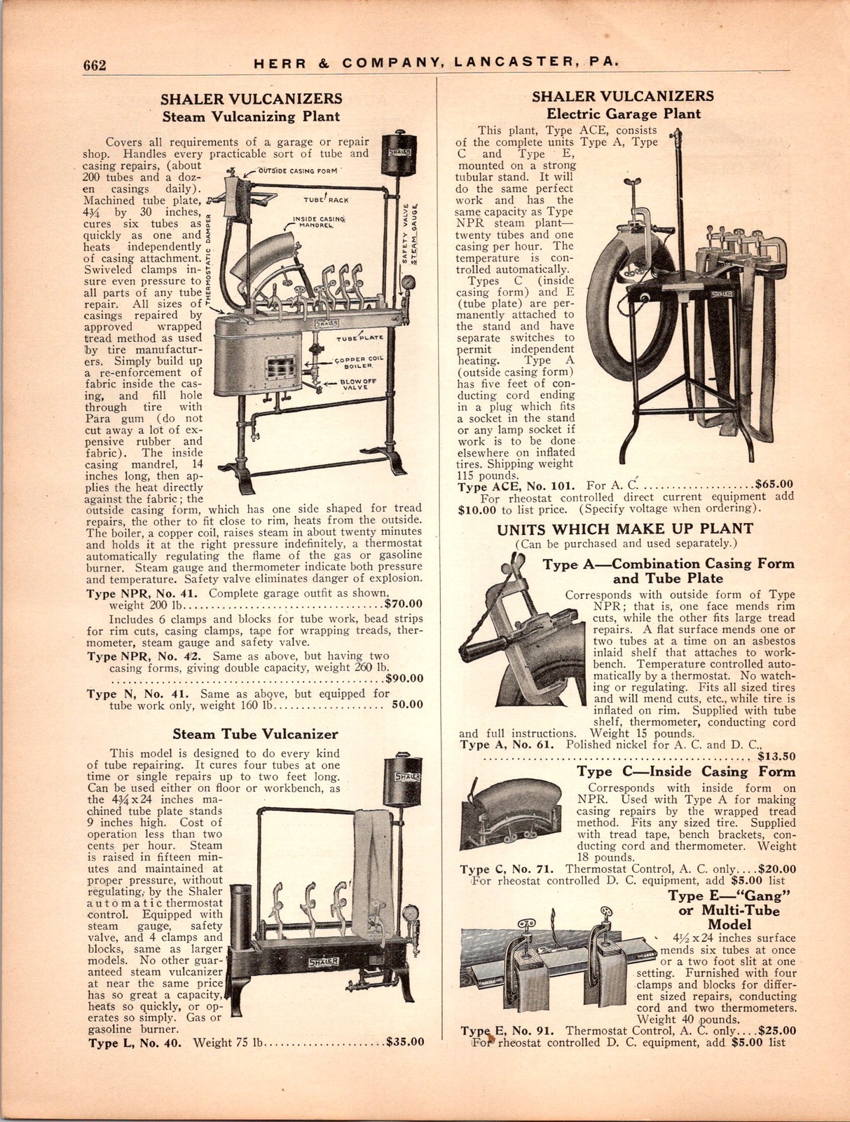 1910s Firestone Shaler Automobile Tire Repair Accessories Vintage Catalog Print