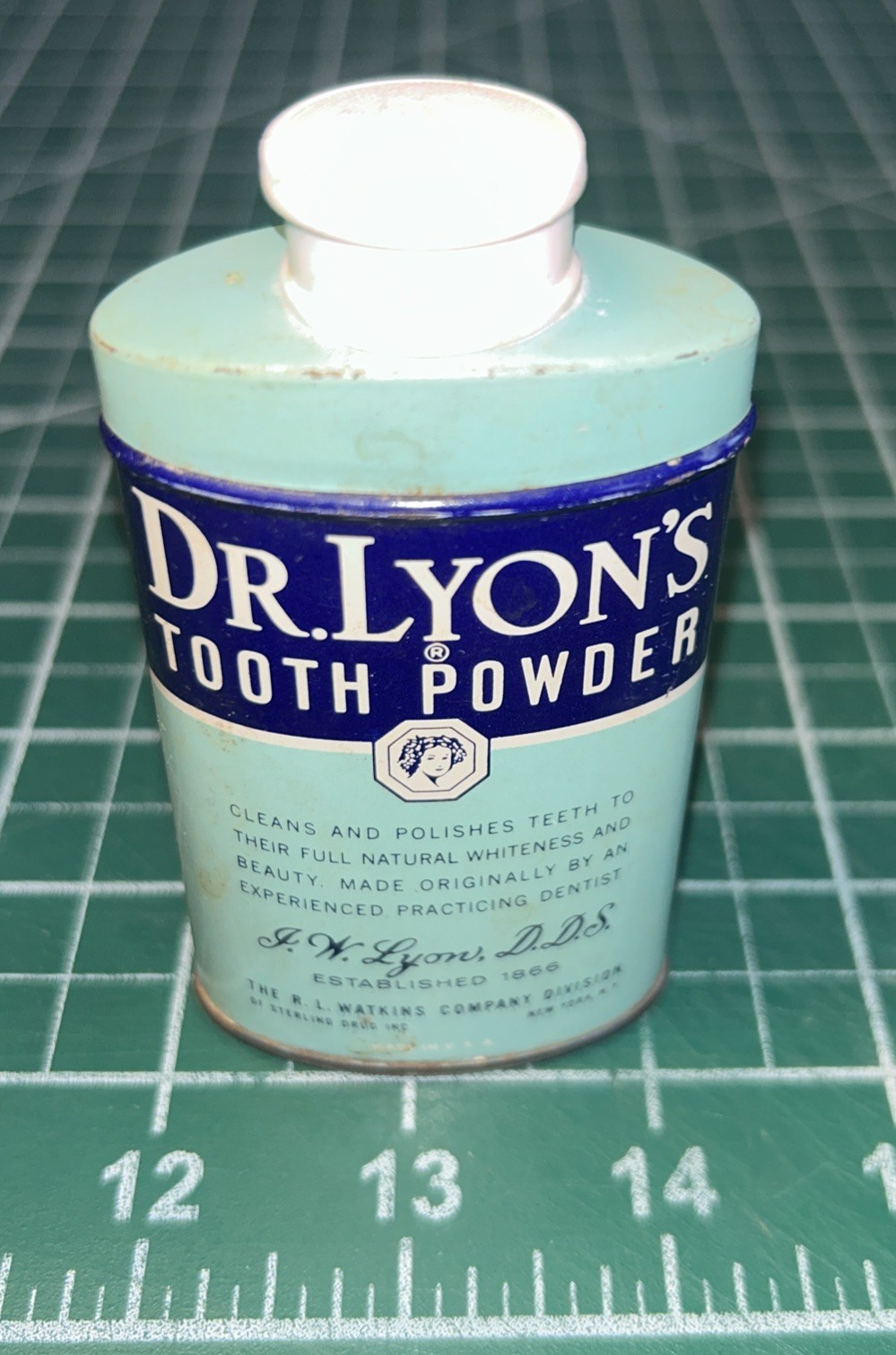 Vintage Dr Lyons Tooth Powder TIN Dental Advertising Bathroom Decor 2 oz.