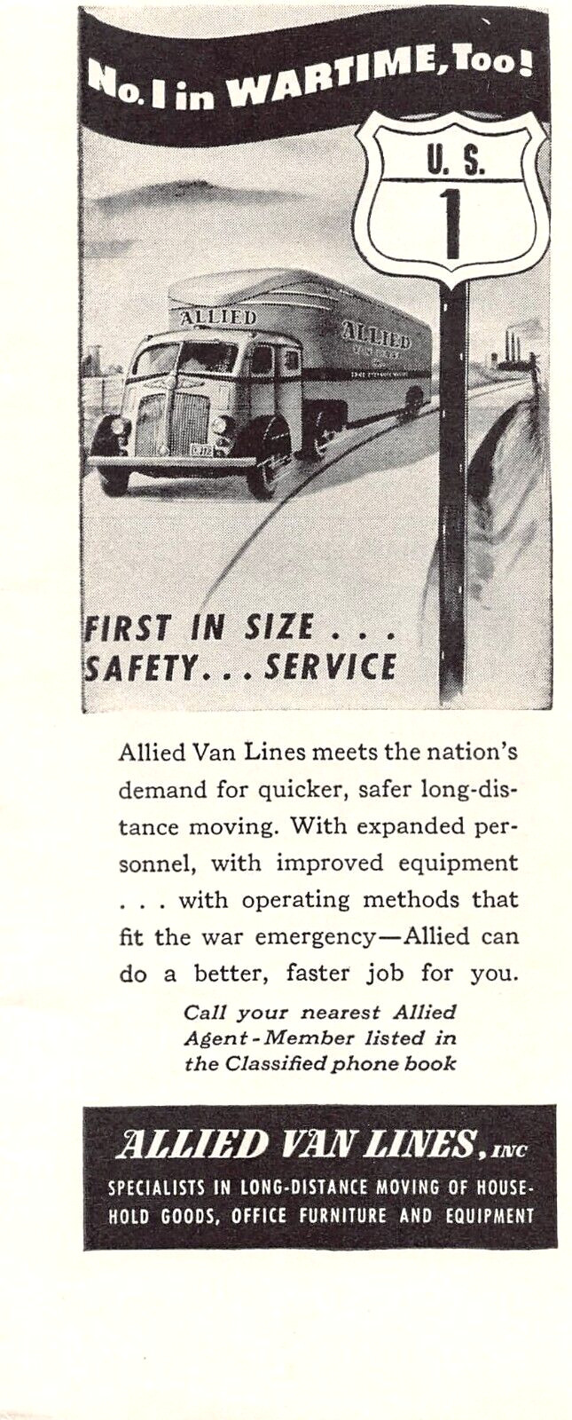 Allied Van Lines Inc Specialists In Long-Distance Moving Vtg Magazine Print Ad
