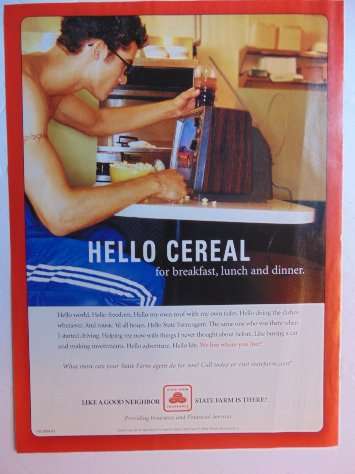 2004 STATE FARM INSURANCE Cereal for Breakfast Lunch Dinner vintage art print ad