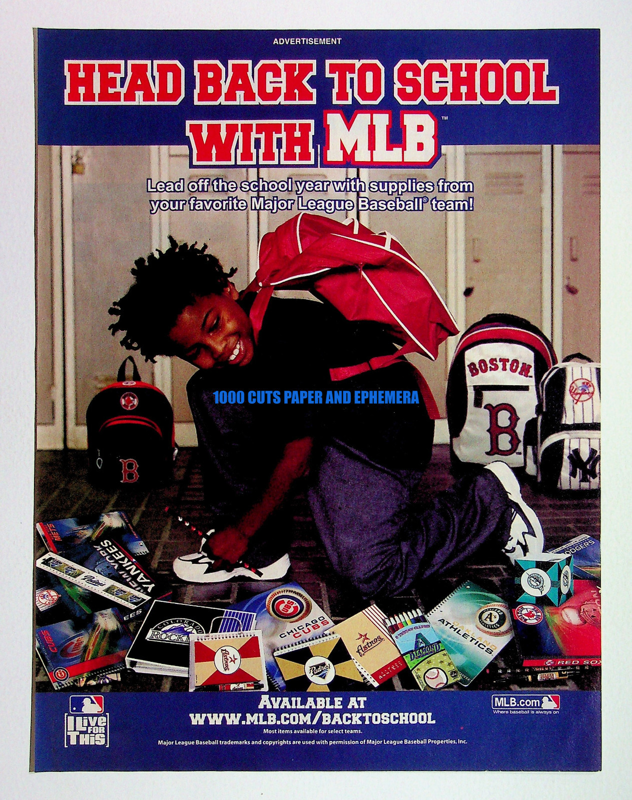 MLB Baseball School Supplies 2006 Backpack Print Magazine Ad Poster ADVERT