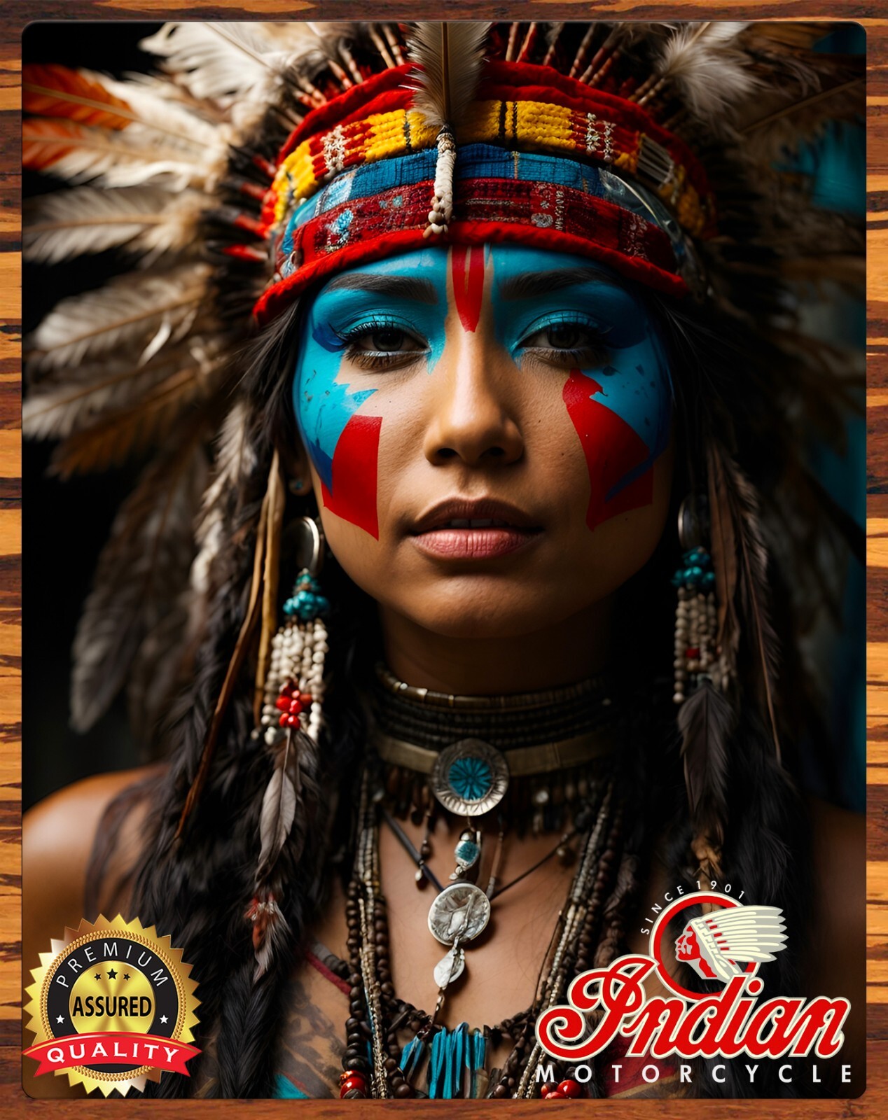 Indian Motorcycles – Female Indian Chief – Rare – Metal Sign 11 x 14