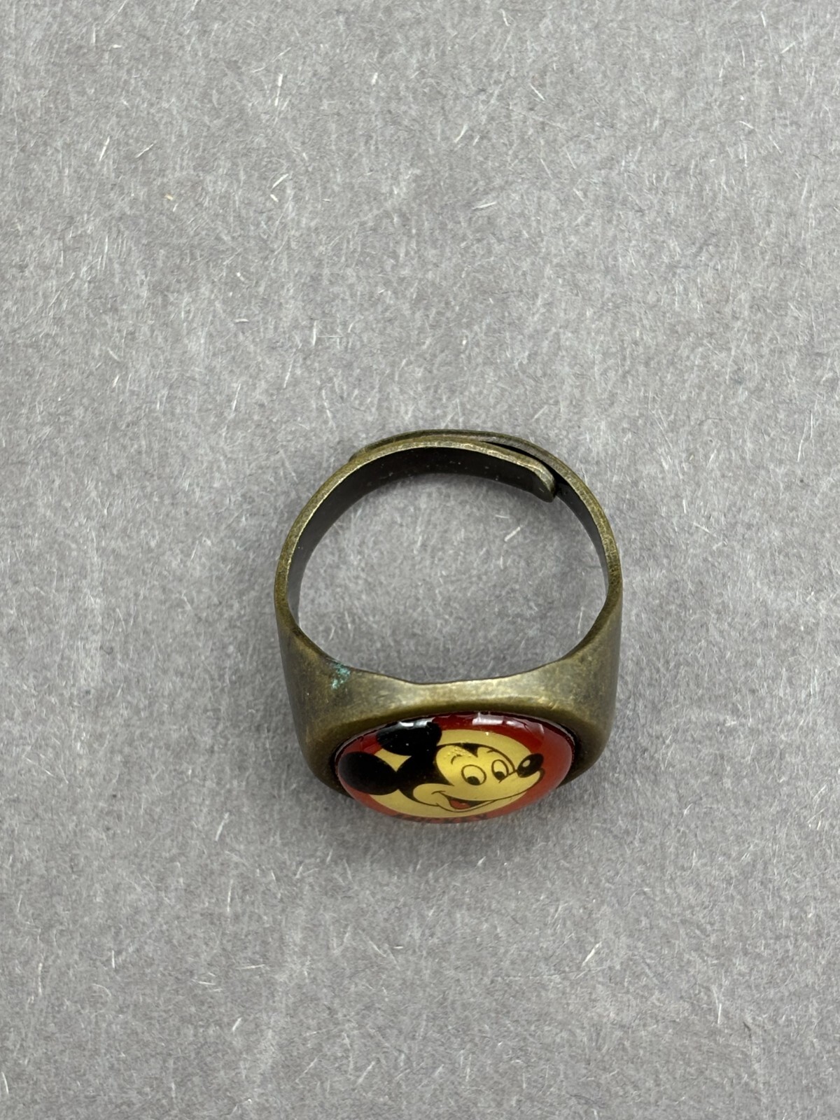 Vintage Walt Disney Mickey Mouse Adjustable Ring 1950s/60s Gumball Brass Color
