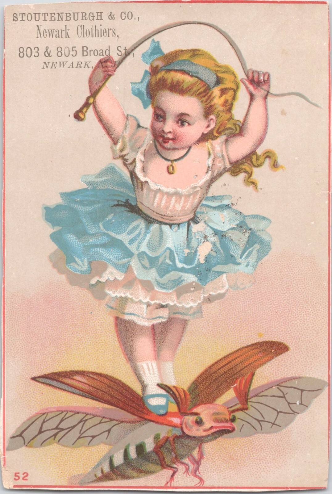 Stoutenburgh & Co Newark Clothiers – Newark, NJ – Antique Victorian Trade Card