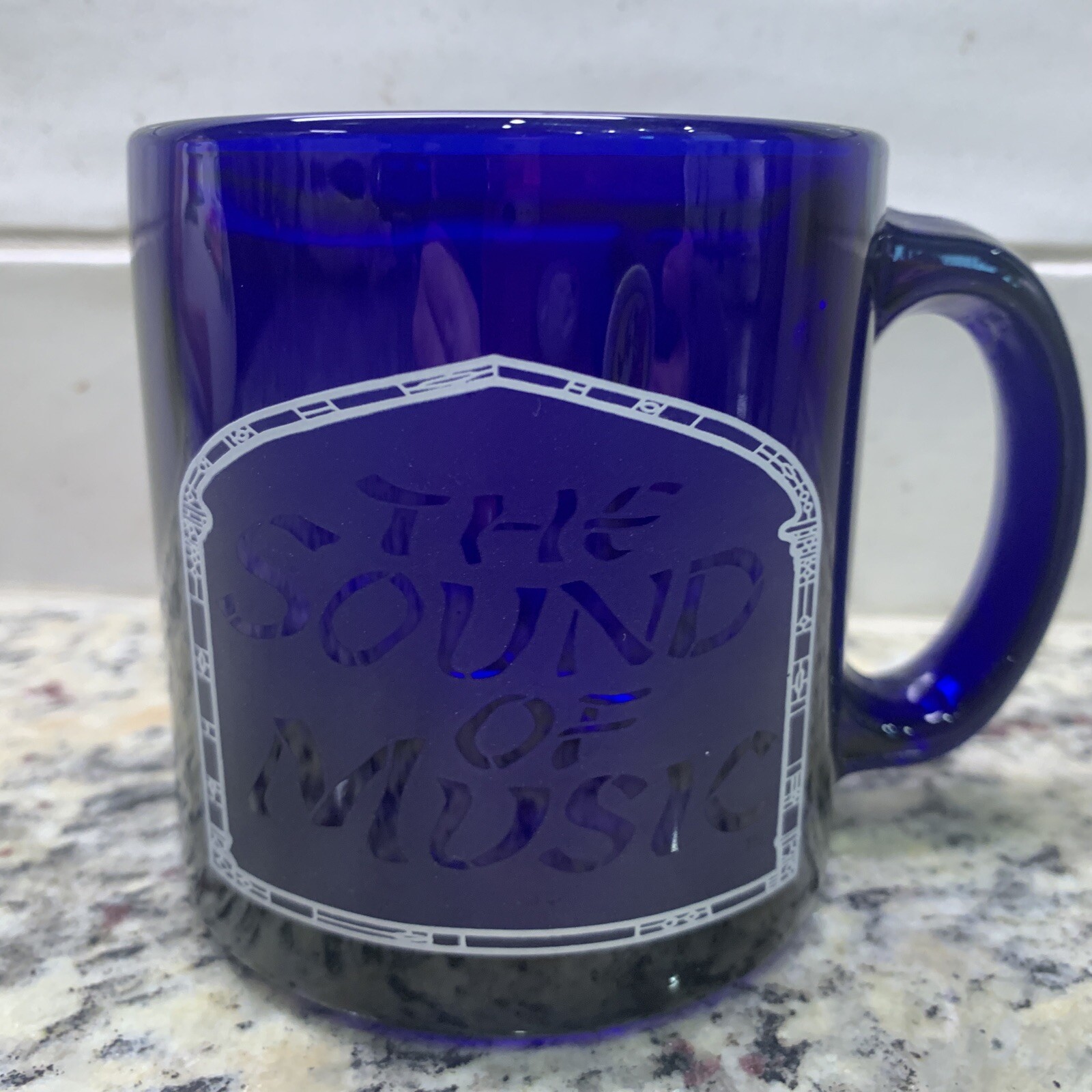 Vintage The Sound Of Music Cobalt Blue Glass Souvenir Mug Made In The USA Vtg
