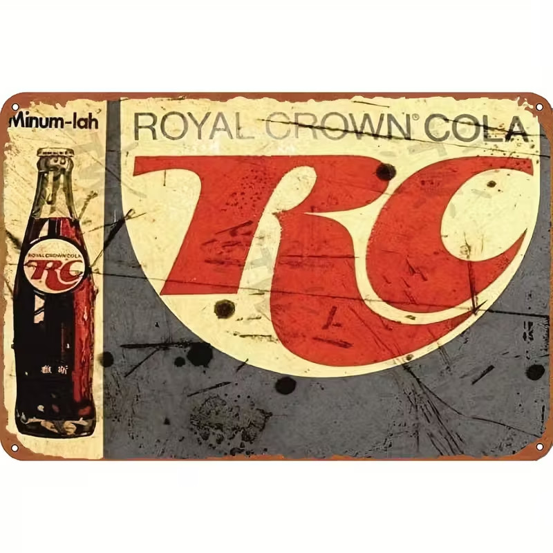 Retro TIN SIGN RC COLA ROYAL CROWN GARAGE MAN CAVE OFFICE DEN WALL ADVERTISING