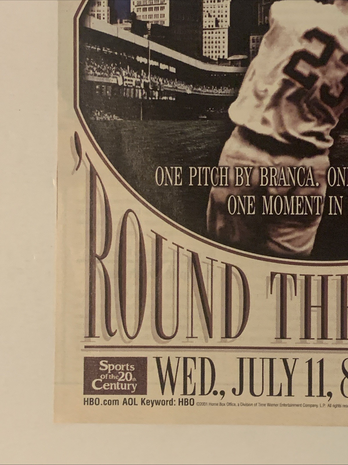 2001 HBO Shot Heard ‘Round The World PRINT AD Bobby Thompson VTG 2000s TV Promo
