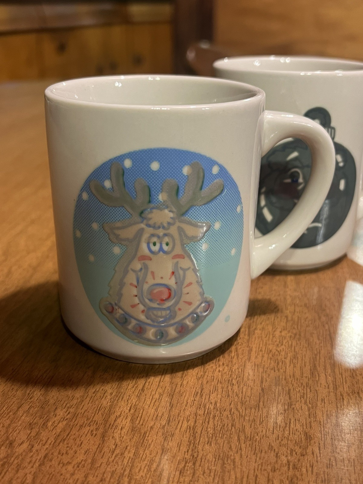 VINTAGE lot Denny’s Coffee Mug Heat Activated Christmas Santa Ornament/Reindeer