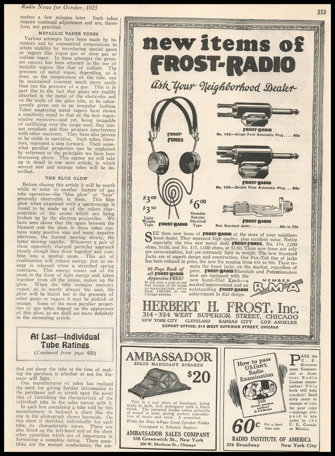 1925 Ambassador Sales New York Solid $20 Mahogany Radio Speaker Vintage Print Ad