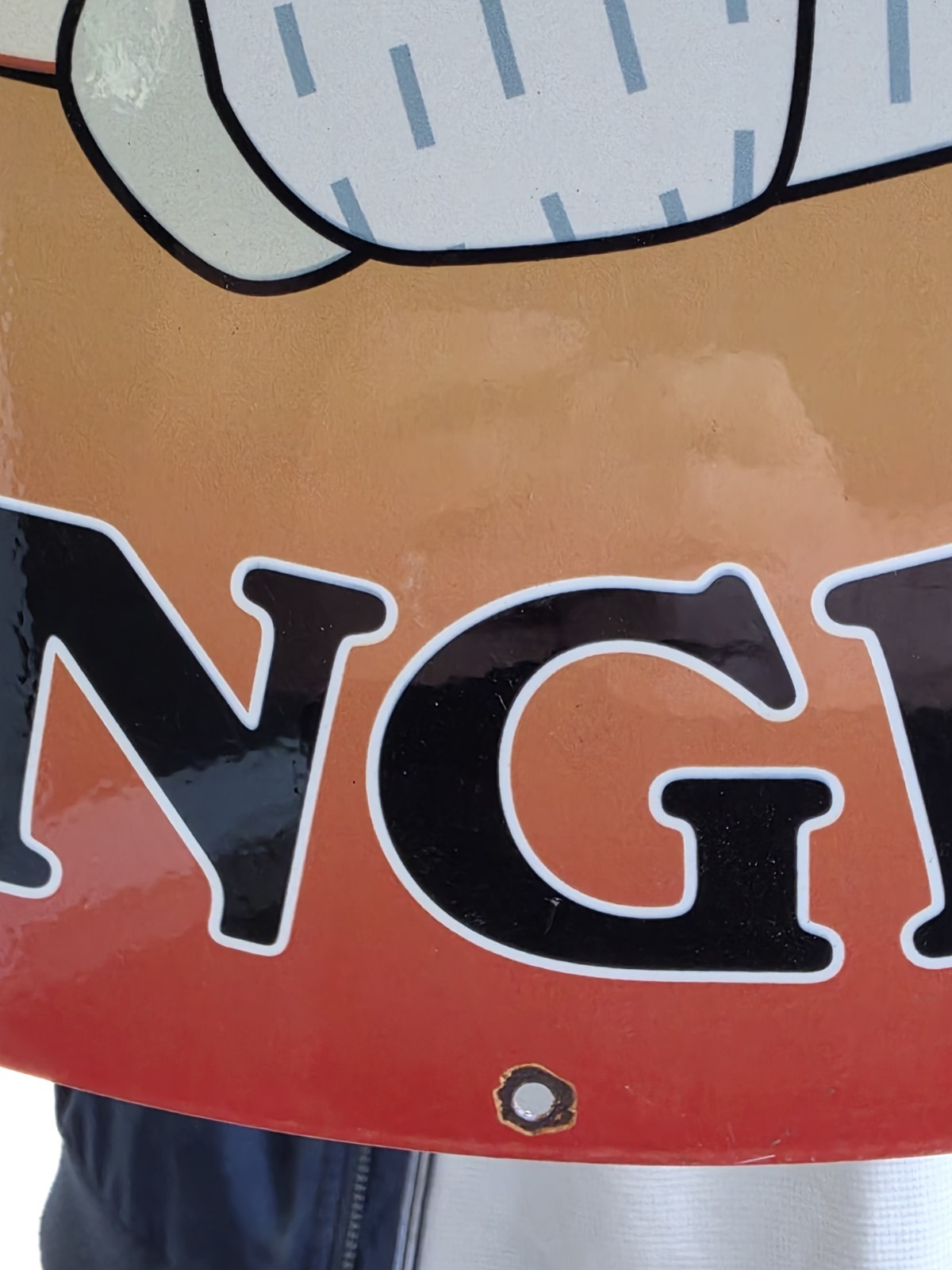 HUGE VINTAGE GOLDEN ORANGEADE PORCELAIN HEAVY METAL ORANGE DRINK SIGN 24″