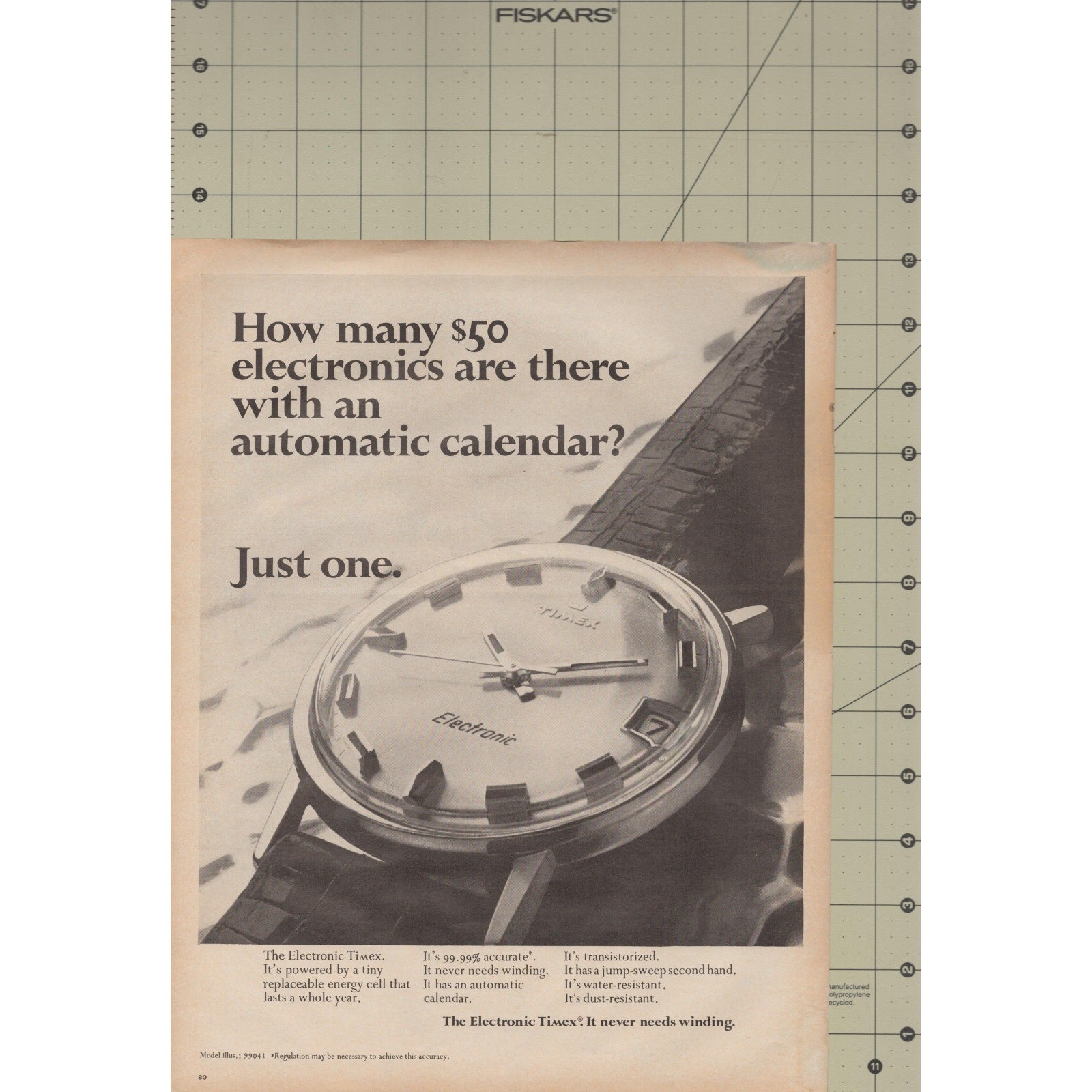 Timex Automatic Calendar Watch Early Quartz Technology Vintage Print Ad 1970
