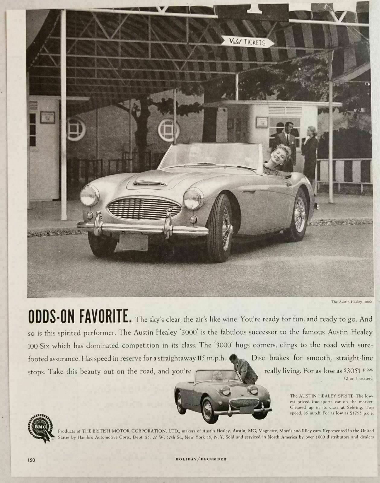 1959? Print Ad The Austin Healey ‘3000’ Convertible British Motor Corporation
