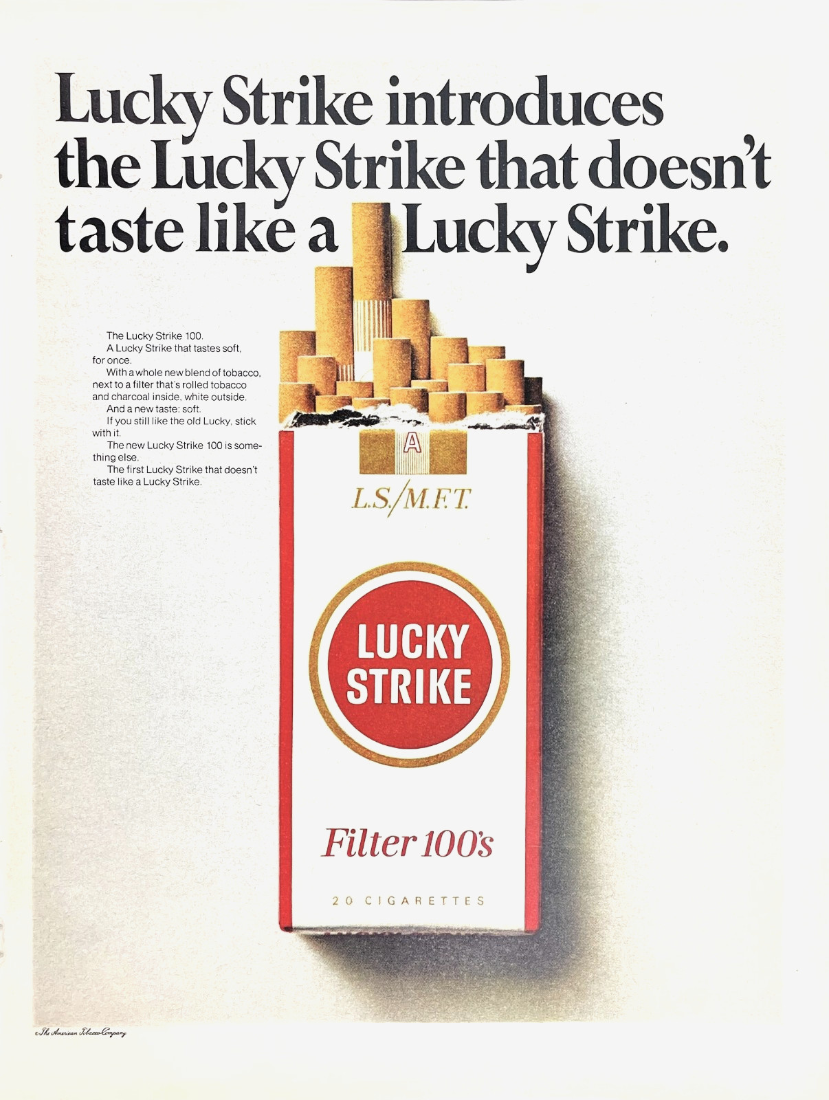 Lucky Strike Filter 100s The Year of the Long Cigarettes 1967 Magazine Print Ad