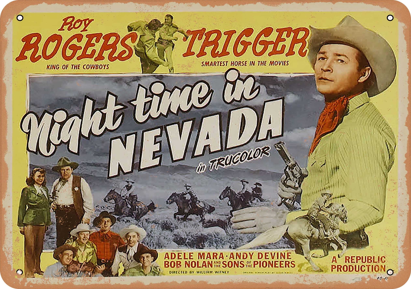 METAL SIGN – Night Time in Nevada (1948) 2 – Vintage Look