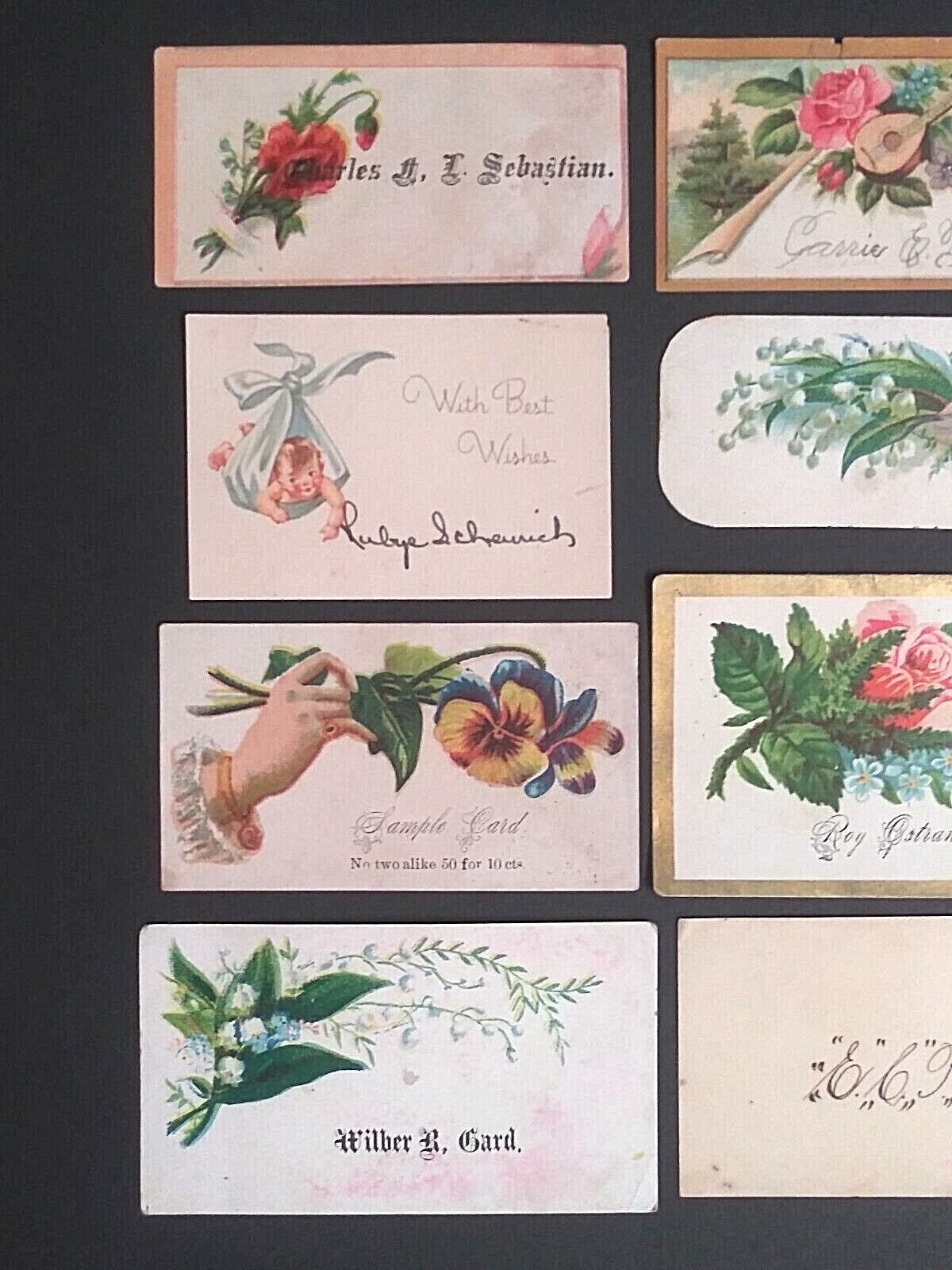 Victorian Die Cut Embossed Advertising Calling Visiting Card Lot c1880s (Qty 12)