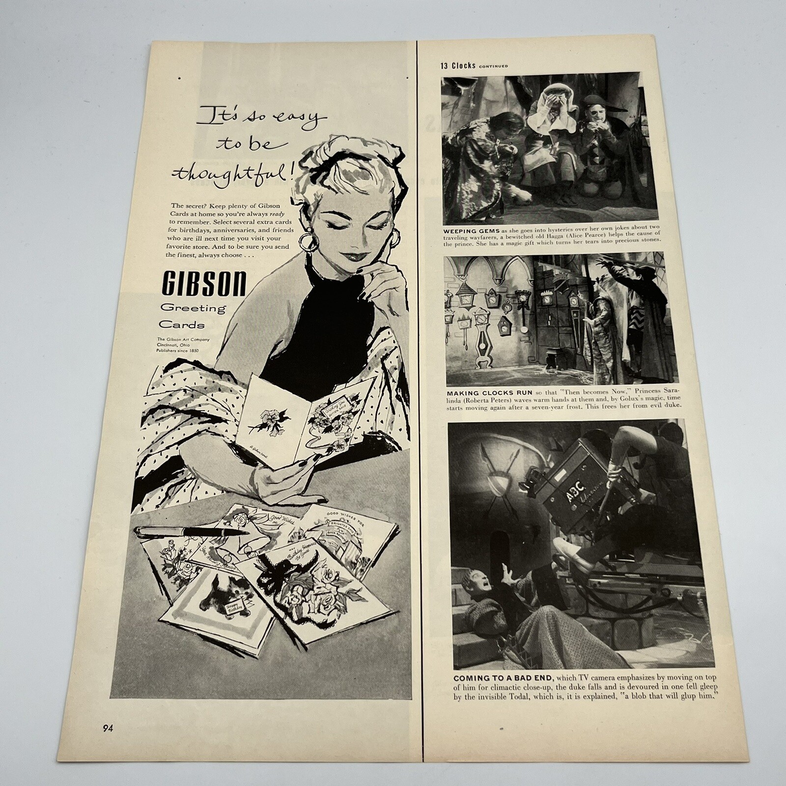 1954 Gibson Greeting Cards Vintage Print Ad 5.5″x14″ Gibson Art Company Ohio