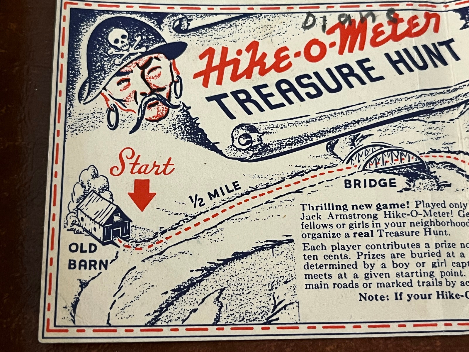 Vtg 30s JACK ARMSTRONG Wheaties HIKE-O-METER Original Paper Instruction Booklet