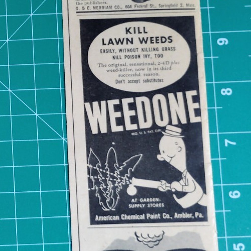 Vintage 1946 Ads Webster’s Synonyms Weedone Kills Weeds 2-4D Marlin Shaver